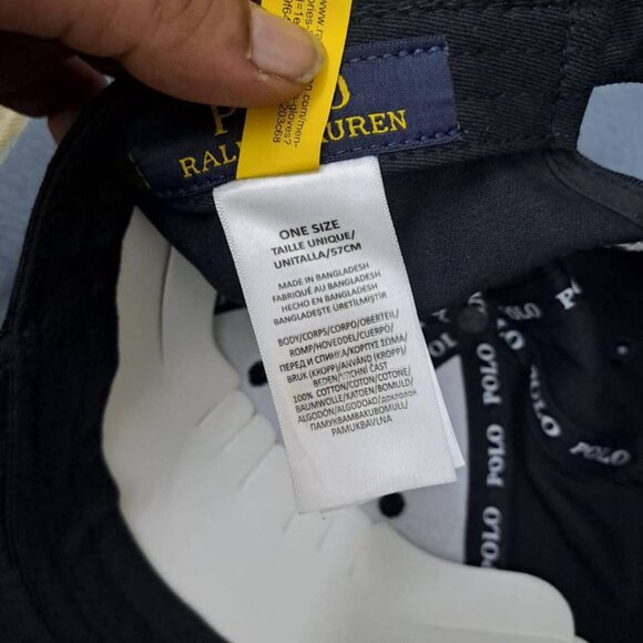 Polo Ralph Lauren Hat Big Pony #3 Adjustable Cotton Chino Ball Cap Black/White - Picture 2 of 9
